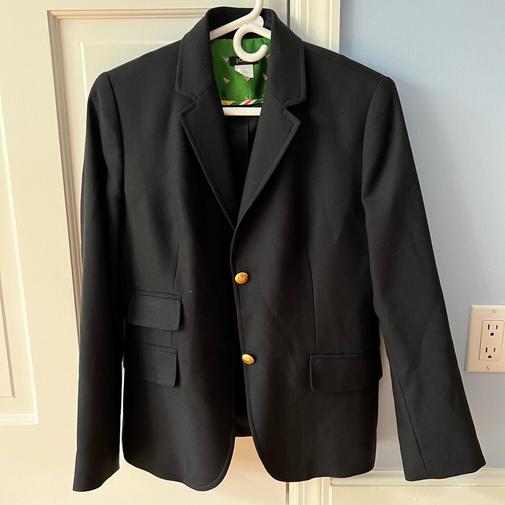 NWOT J. Crew navy blue wool schoolboy blazer